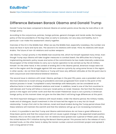Difference Between Barack Obama and Donald Trump