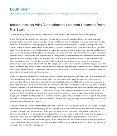 Reflections on Why ‘Casablanca’ Seemed Doomed from the Start