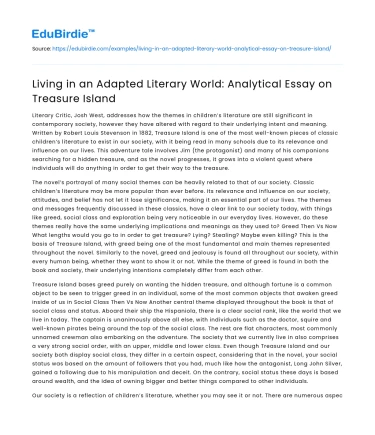 Living in an Adapted Literary World on Treasure Island