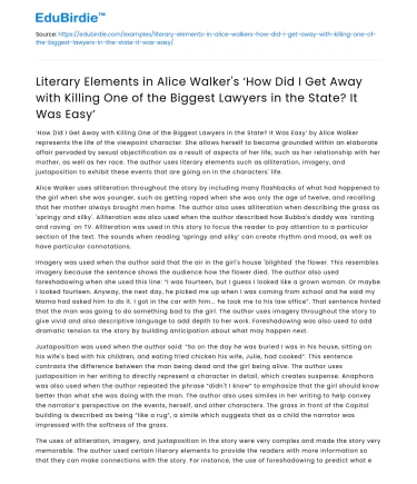 Literary Elements in Alice Walker’s Legal Drama