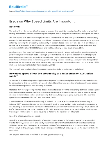 Essay on Why Speed Limits Are Important