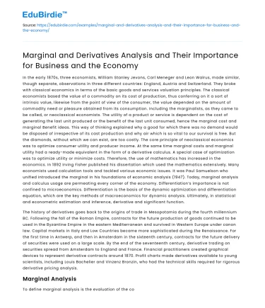 Importance of Marginal & Derivatives Analysis for Business & Economy