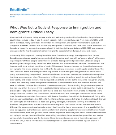 Non-Nativist Responses to Immigration