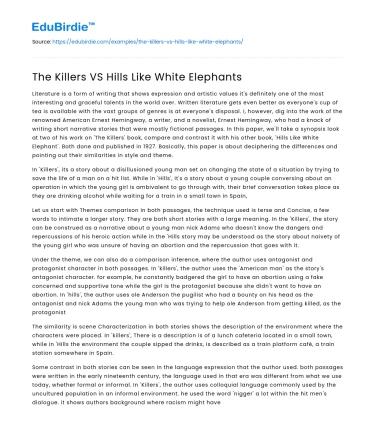 The Killers VS Hills Like White Elephants