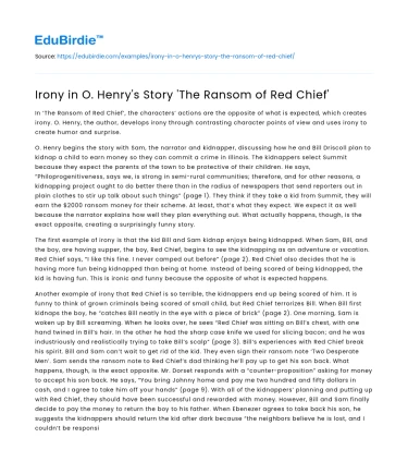 Irony in O. Henry’s Story ‘The Ransom of Red Chief’