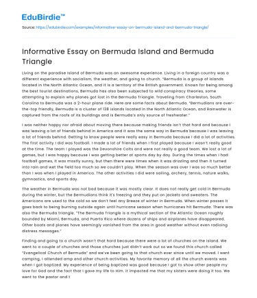 Informative Essay on Bermuda Island and Bermuda Triangle