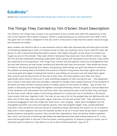 The Things They Carried by Tim O’brien: Short Description
