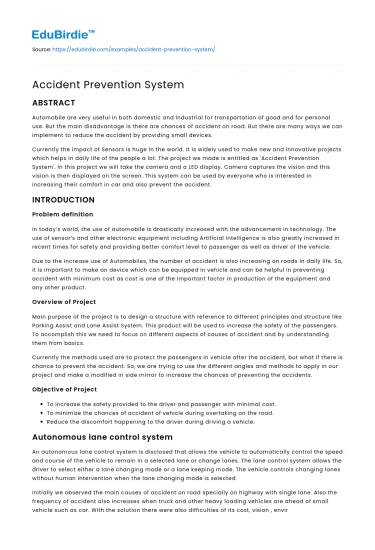 Accident Prevention System