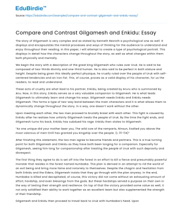 Compare and Contrast Gilgamesh and Enkidu: Essay