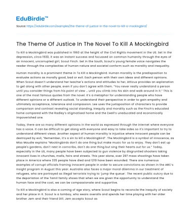 The Theme Of Justice In The Novel To Kill A Mockingbird