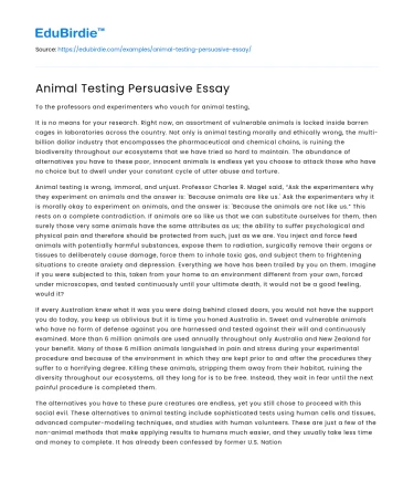 Animal Testing Persuasive Essay