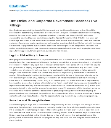 Facebook Live: Law and Ethics