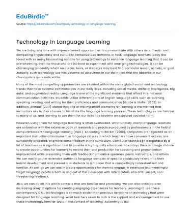 Technology In Language Learning