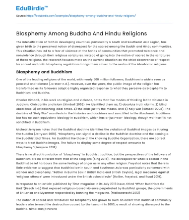 Blasphemy Among Buddha And Hindu Religions