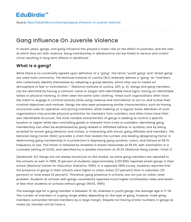 Gang Influence On Juvenile Violence