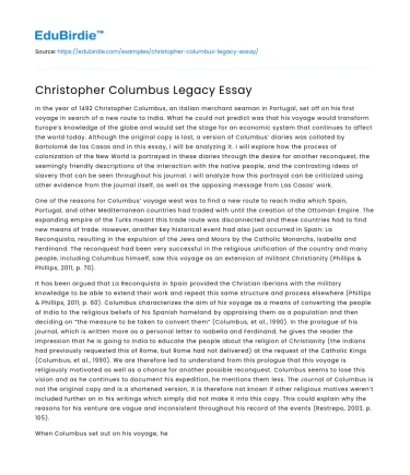 Christopher Columbus Legacy Essay