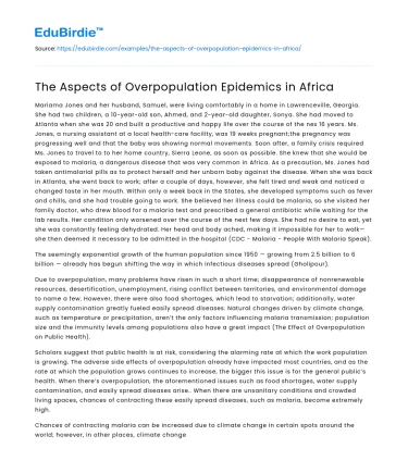 The Aspects of Overpopulation Epidemics in Africa