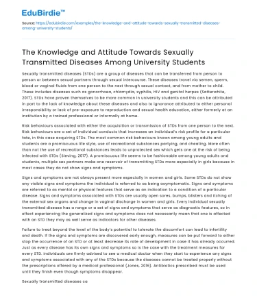 University Students’ Knowledge & Attitude on STDs