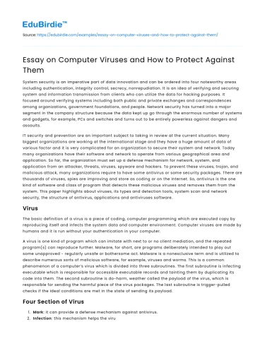 Essay on Computer Viruses and How to Protect Against Them