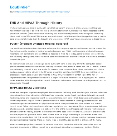 EHR And HIPAA Through History