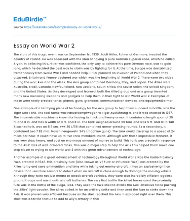 Essay on World War 2