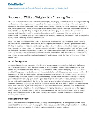 Success of William Wrigley Jr.’s Chewing Gum