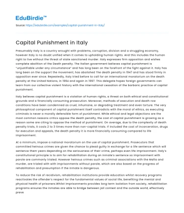 Capital Punishment in Italy