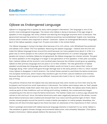 Ojibwe as Endangered Language