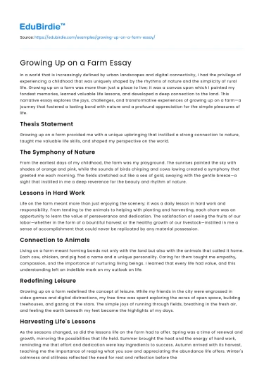 Growing Up on a Farm Essay