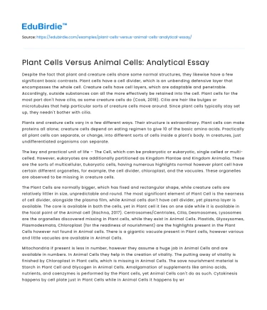 Comparative Analysis of Plant and Animal Cells
