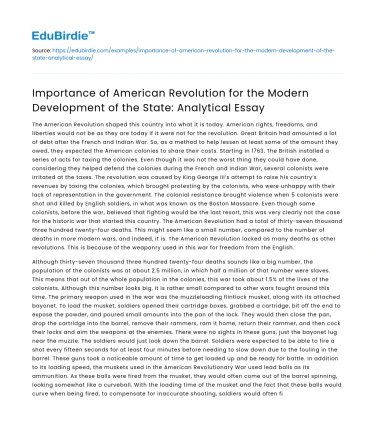 Significance of American Revolution for Modern State Development Analysis