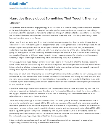 Narrative Essay about Something That Taught Them a Lesson