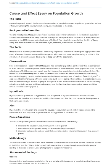 Cause and Effect Essay on Population Growth