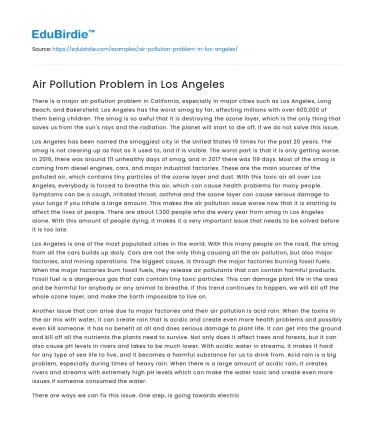 Air Pollution Problem in Los Angeles