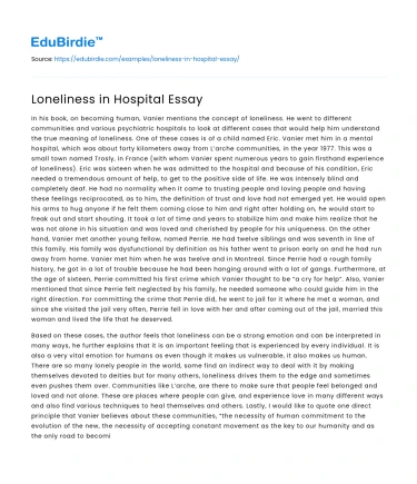 Loneliness in Hospital Essay