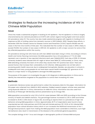 Reducing HIV in Chinese MSM: Key Strategies