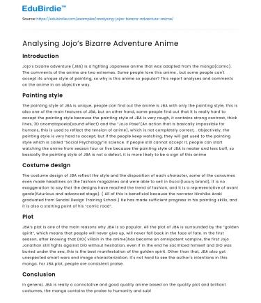Analysing Jojo’s Bizarre Adventure Anime