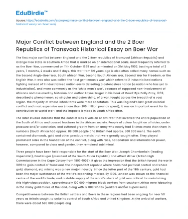 Conflict: England vs Boer Republics in Transvaal