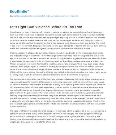 Let’s Fight Gun Violence Before It’s Too Late
