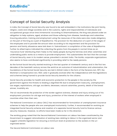 Concept of Social Security Analysis