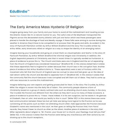 The Early America Mass Hysteria Of Religion