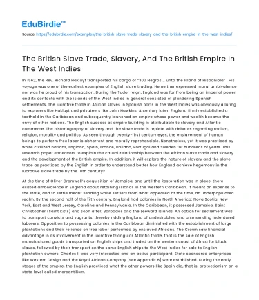 British Slave Trade & Empire in West Indies