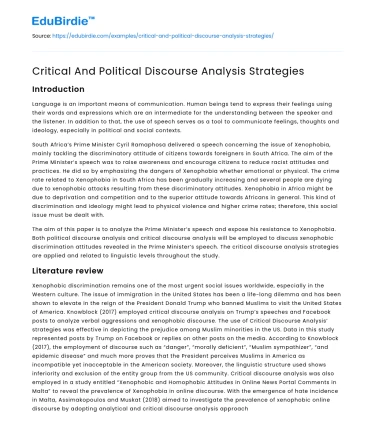 Critical And Political Discourse Analysis Strategies