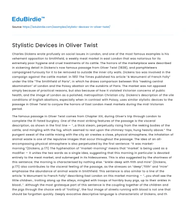 Stylistic Devices in Oliver Twist