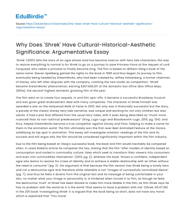 Shrek Summary: Cultural, Historical, and Aesthetic Significance