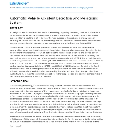 Automatic Vehicle Accident Detection And Messaging System