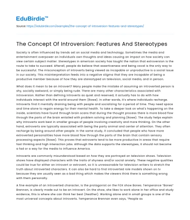 The Concept Of Introversion: Features And Stereotypes