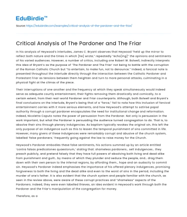 Critical Analysis of The Pardoner and The Friar