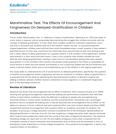 Encouragement & Forgiveness Impact on Delayed Gratification in Kids