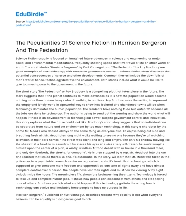 Science Fiction in Harrison Bergeron and The Pedestrian